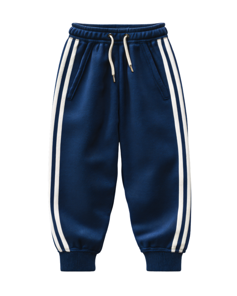Casual Blue Sweatpants with White Stripes for Comfortable Wear png