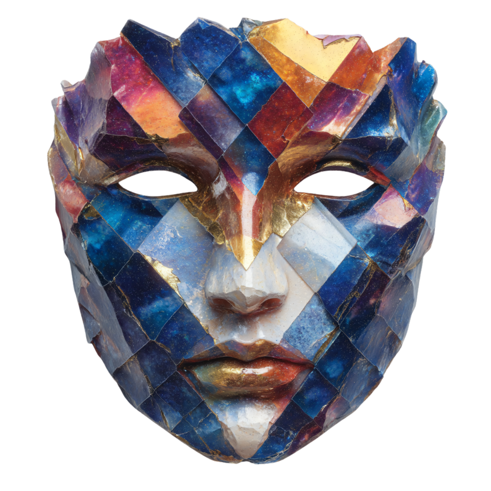 Colorful Geometric Mask with Abstract Patterns and Textures png