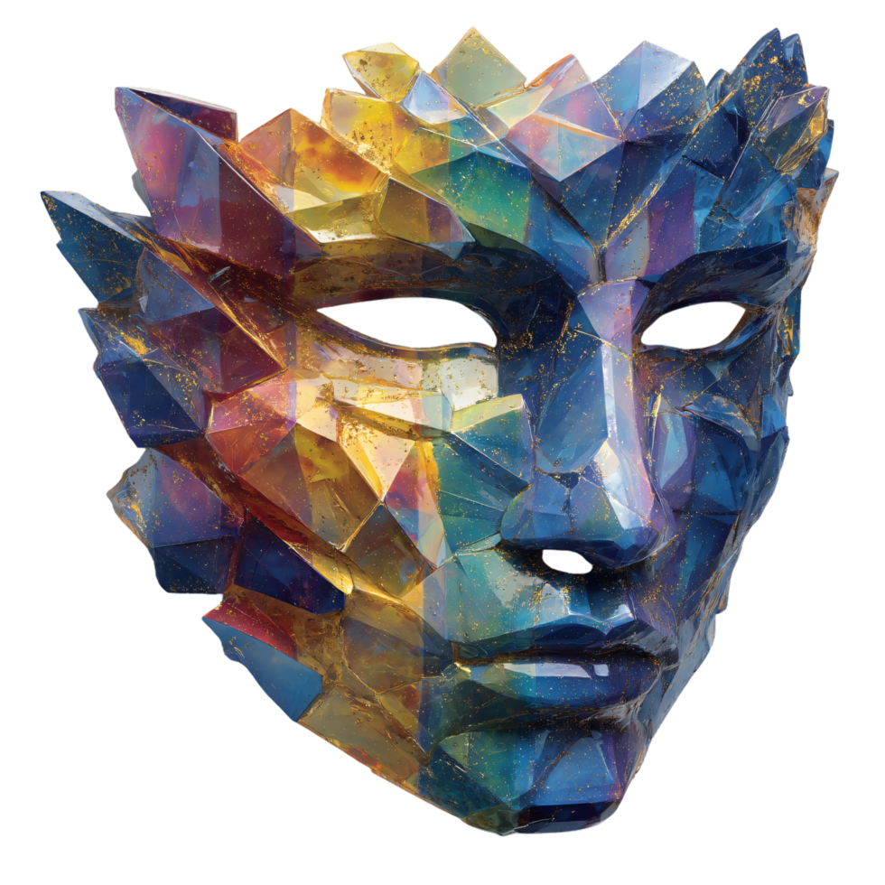 Colorful Geometric Mask with Abstract Design and Artistic Flair png