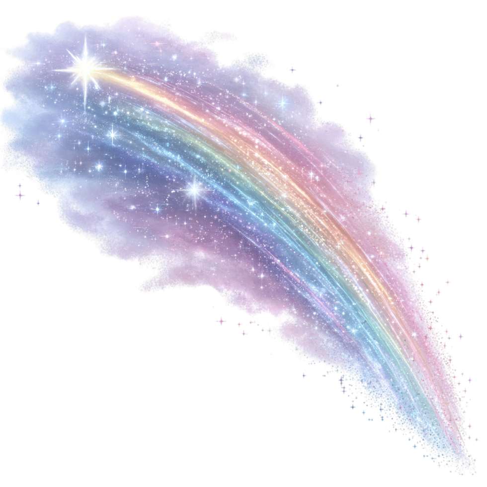 Magical Rainbow and Sparkling Stars in Dreamy Cosmic png