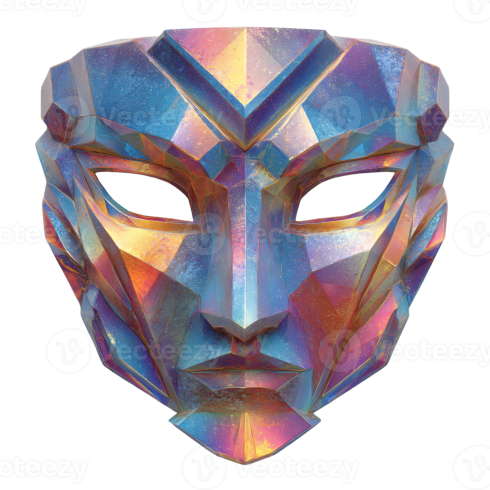 Colorful Geometric Mask with Abstract Design and Shiny Surface png