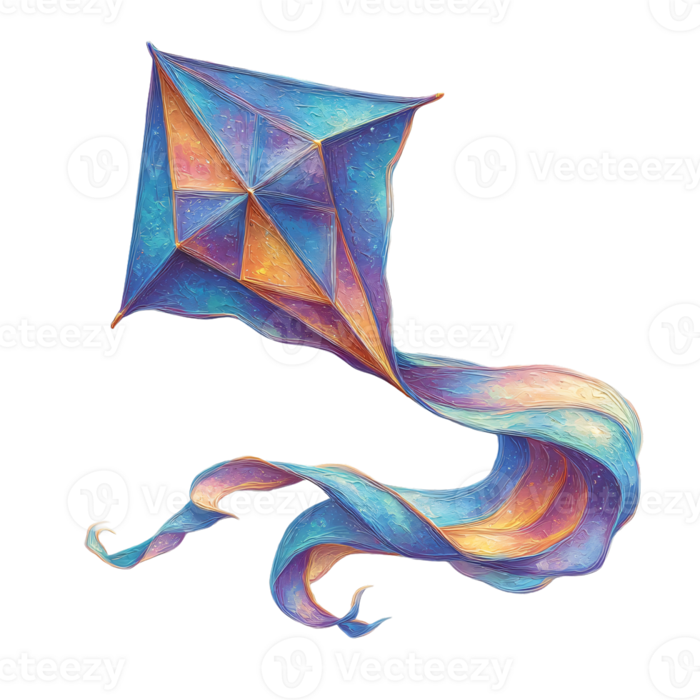 Colorful Kite with Flowing Ribbon in Bright Sky during Daylight png