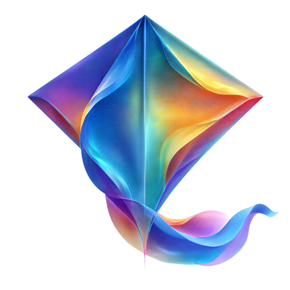 Colorful Abstract Kite Design in Vibrant Blue and Orange Shades png
