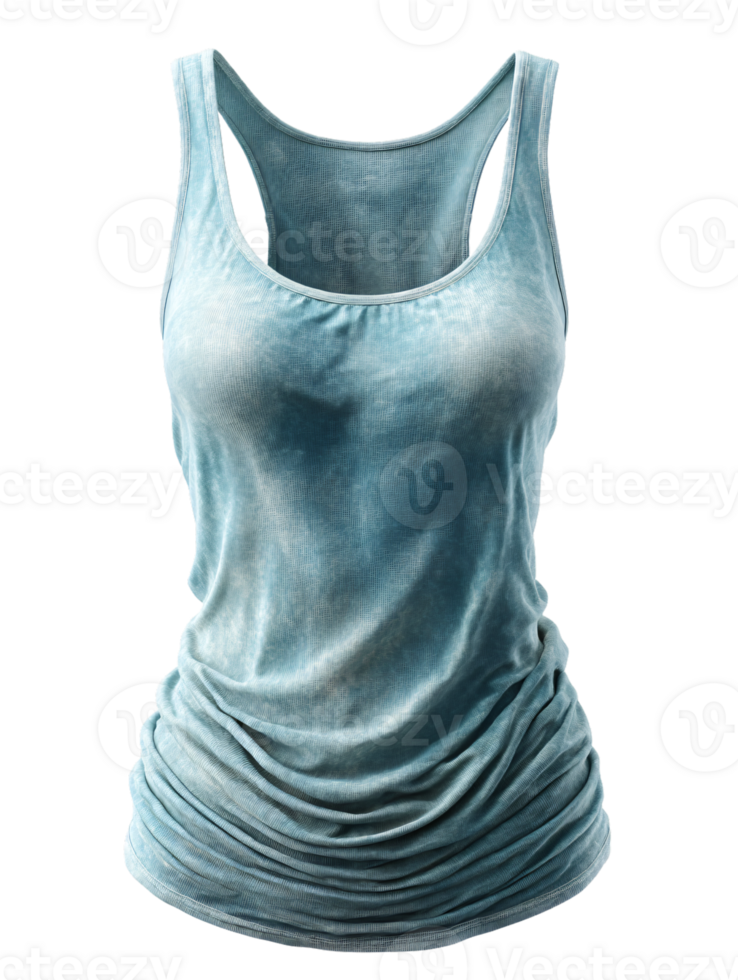 Soft Aqua Blue Tank Top with Soft Texture and Stylish Draping png