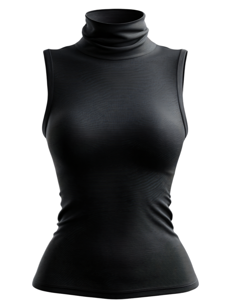Elegant Black Sleeveless Turtleneck Top for Fashionable Outfits png