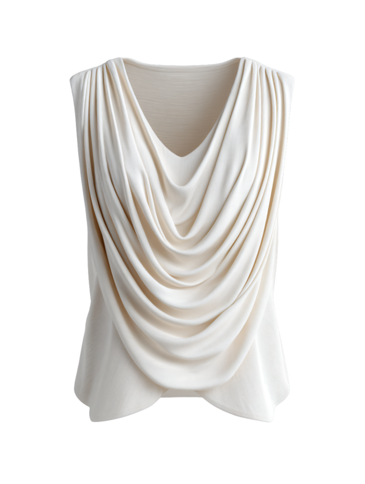 Elegant Draped Fabric Top in Soft Neutral Tones for Fashion Display png