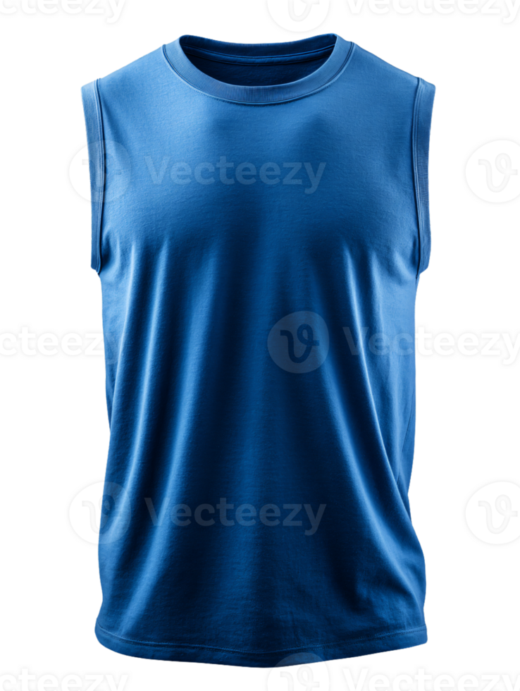Plain Blue Sleeveless T-Shirt for Clothing png