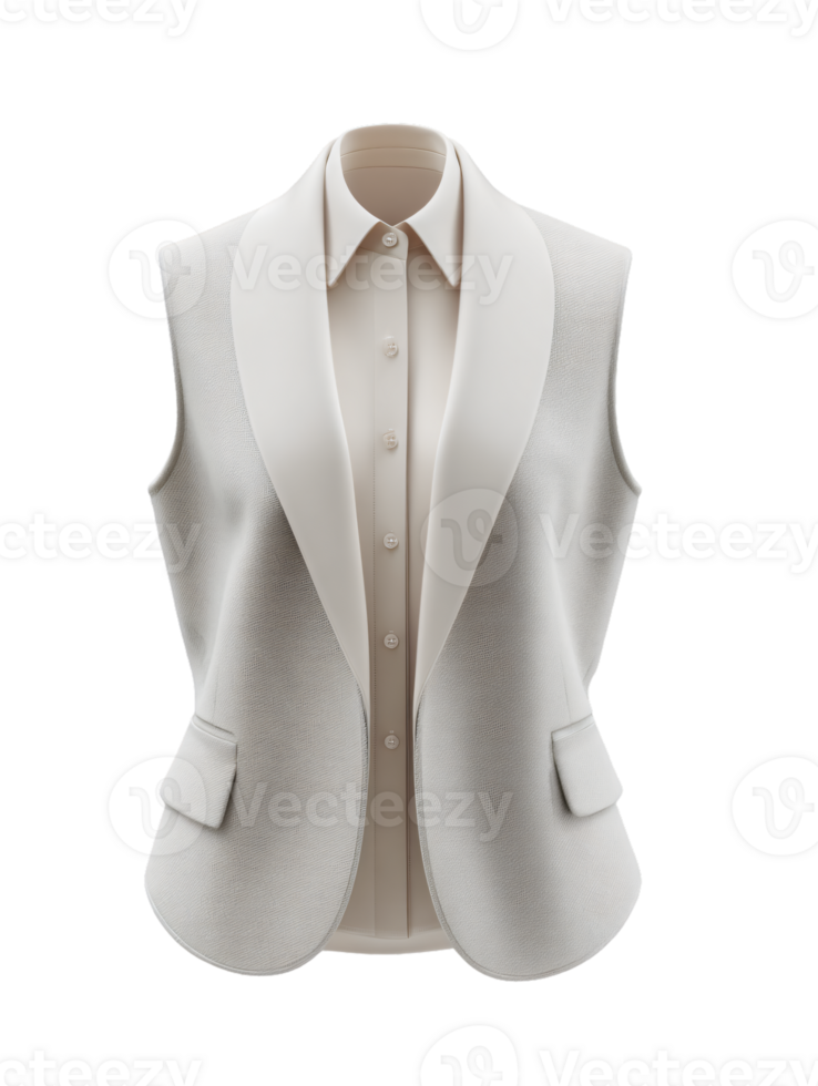 Elegant White Vest with Shirt for Formal Attire and Fashion Display png