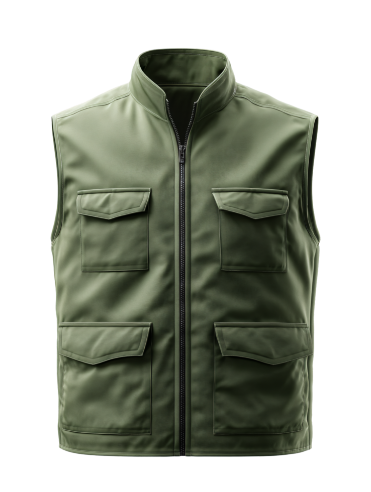 Stylish Green Vest with Multiple Pockets for Practical Use png