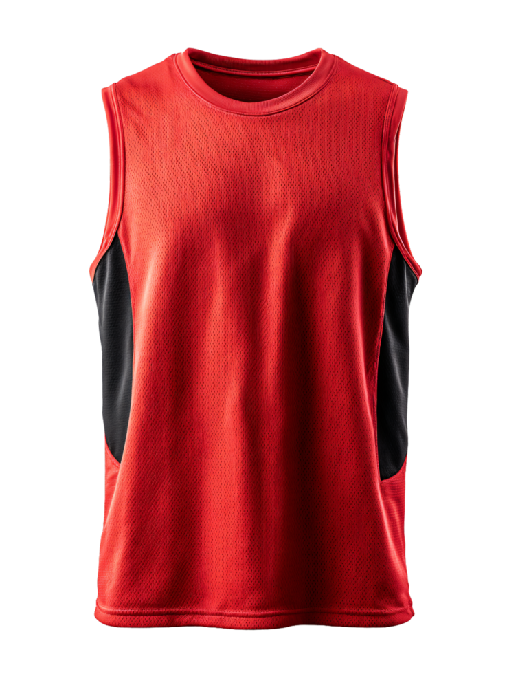 Red Athletic Sleeveless Shirt with Black Side Panels for Sportswear png