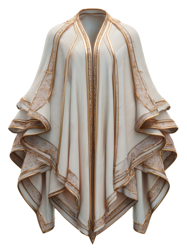 Elegant Draped Garment with Intricate Embroidery and Modern Design png