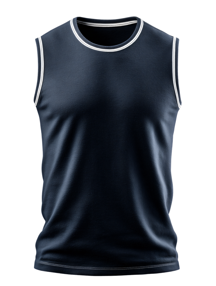 Dark Sleeveless Shirt with Contrast Neckline png