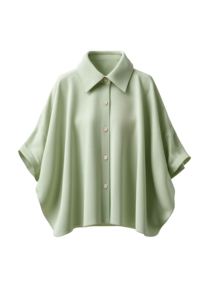 Light Green Casual Shirt with Button Closure and Loose Fit Design png