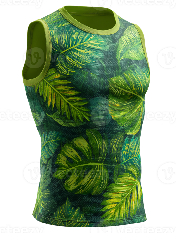 Tropical Leaf Print Athletic Sleeveless Top for Active Lifestyle png