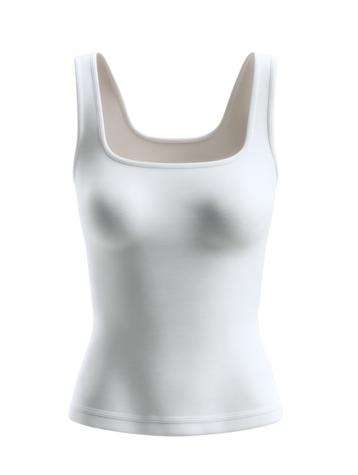 White Tank Top with Scoop Neck Design png