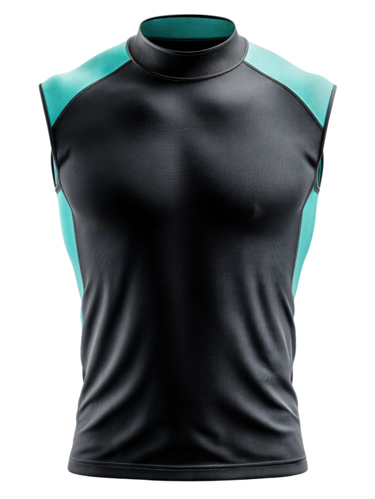 Sleek Black Athletic Shirt with Blue Accents for Sports and Fitness png