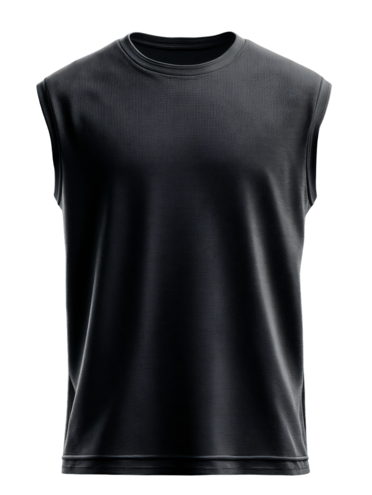 Black Sleeveless Athletic Shirt for Sports and Fitness Activities png