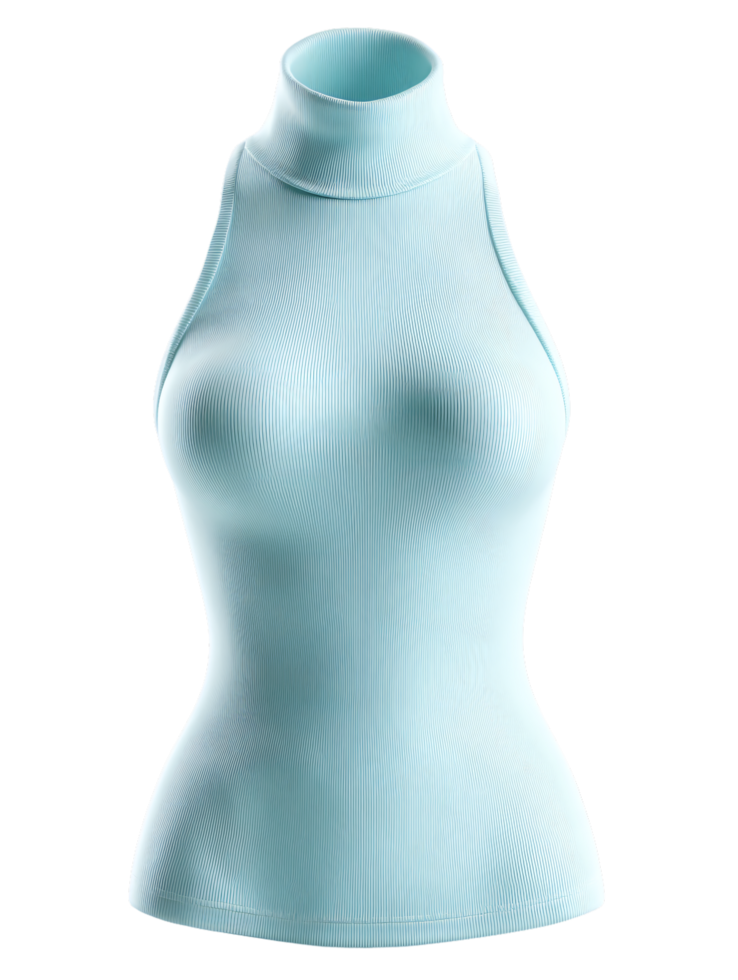 Soft Blue High Neck Sleeveless Top for Modern Fashion Trends png
