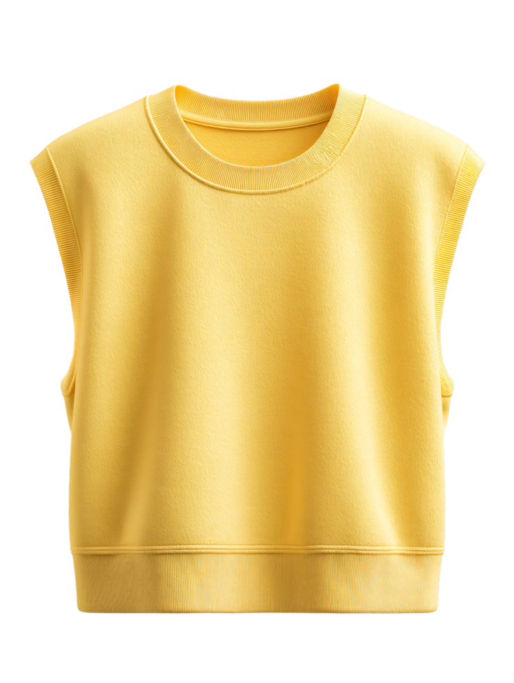 Soft Yellow Crop Top with Sleeveless Design for Casual Wear png