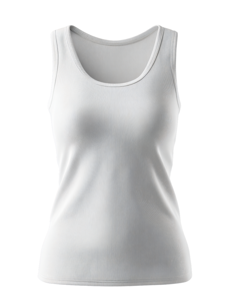 Plain White Women's Tank Top with Rounded Neckline and Sleeveless Design png