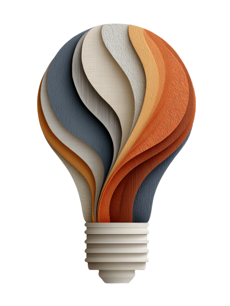 Colorful paper layers forming a creative light bulb design concept png