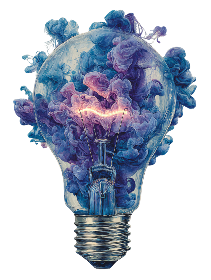 Colorful Smoke Inside Glass Light Bulb with Creative Artistic Design png