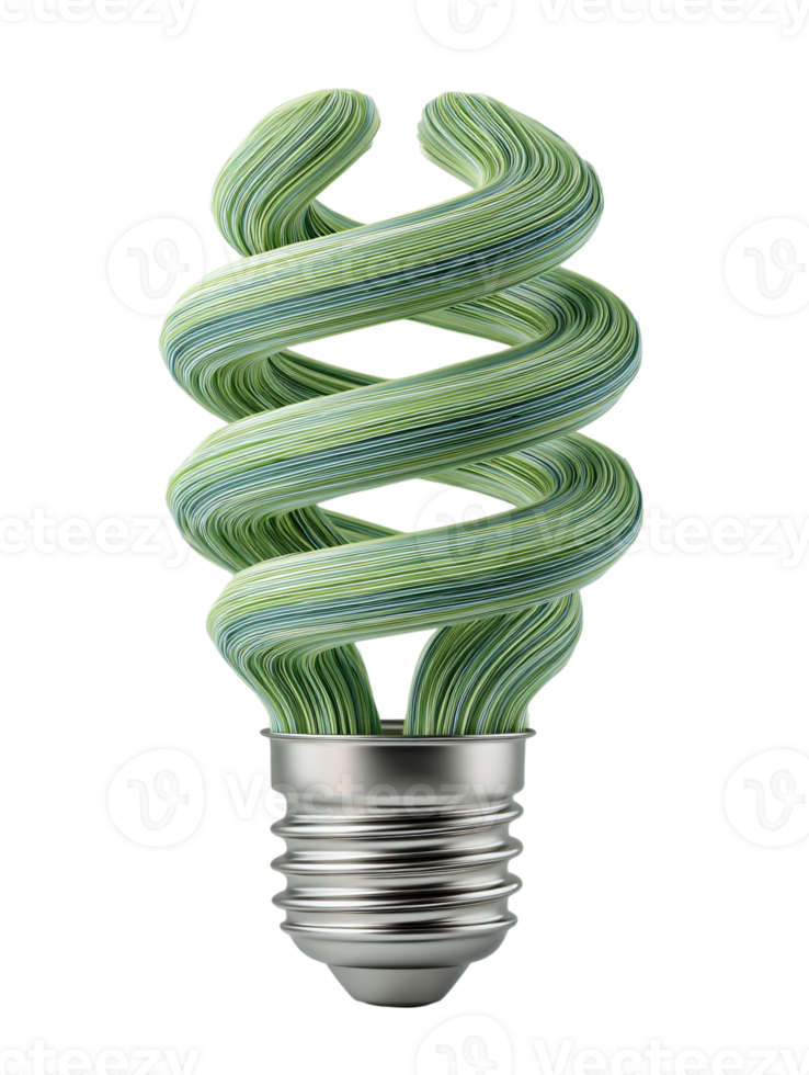 Energy Efficient Light Bulb Design with Colorful Twisted Elements png