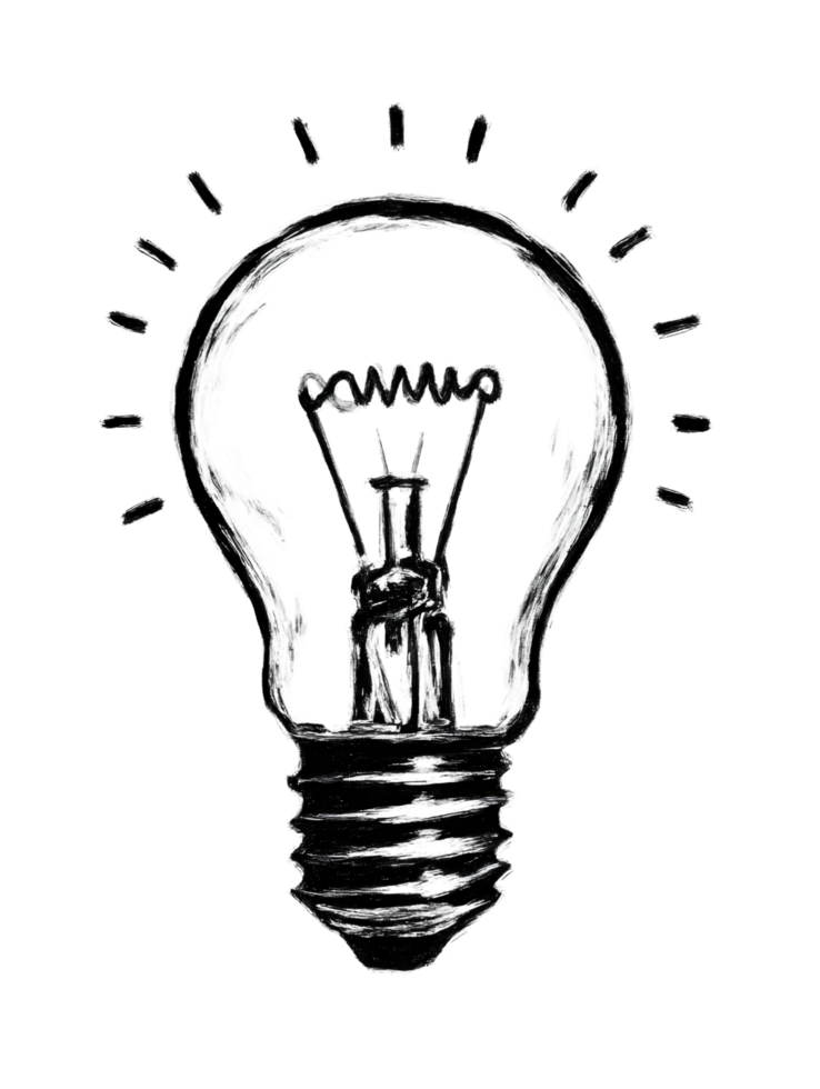 Vintage Light Bulb Illustration with Radiating Light Effect png