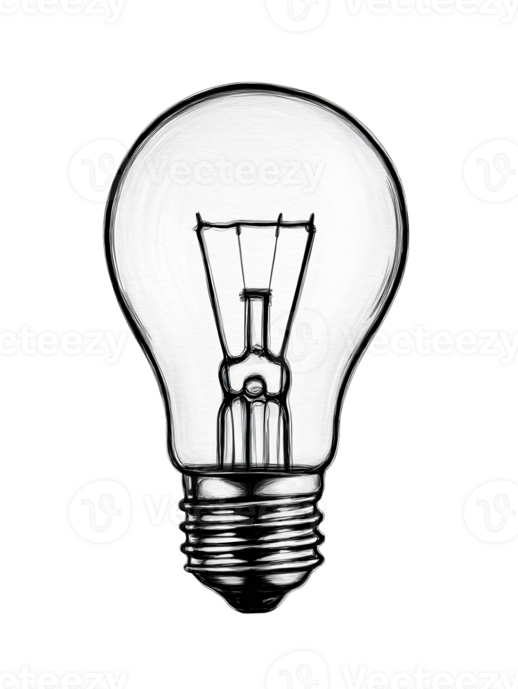 Vintage Light Bulb with Classic Design Sketchy Style Illustration png