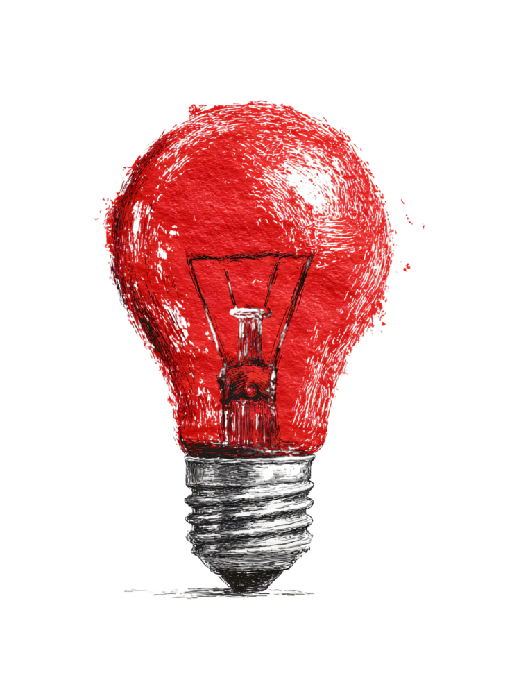 Red Light Bulb with Unique Artistic Design png