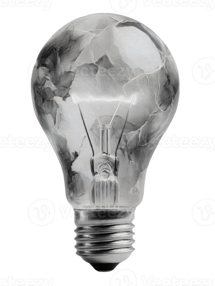 Artistic Light Bulb Design with Unique Texture and Light Effect png