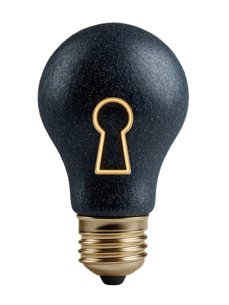 Unique Black Light Bulb Design with Keyhole for Creative Concepts png