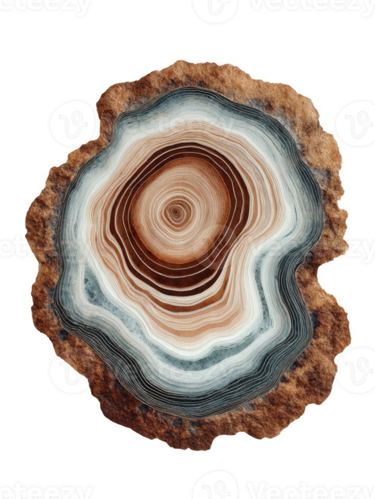 Close-Up of Natural Stone Slice with Intricate Color Bands and Patterns png