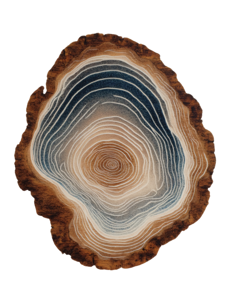 Beautiful Cross-Section of Wood with Distinctive Rings and Textures png