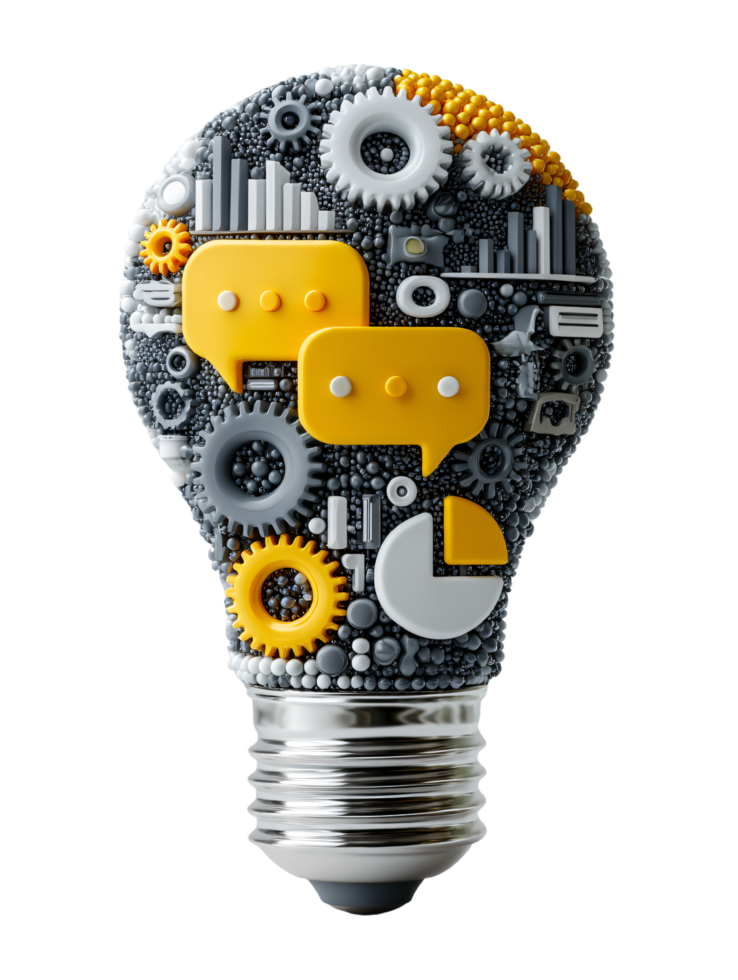 Creative Concept of Innovation with Light Bulb and Gear Elements png