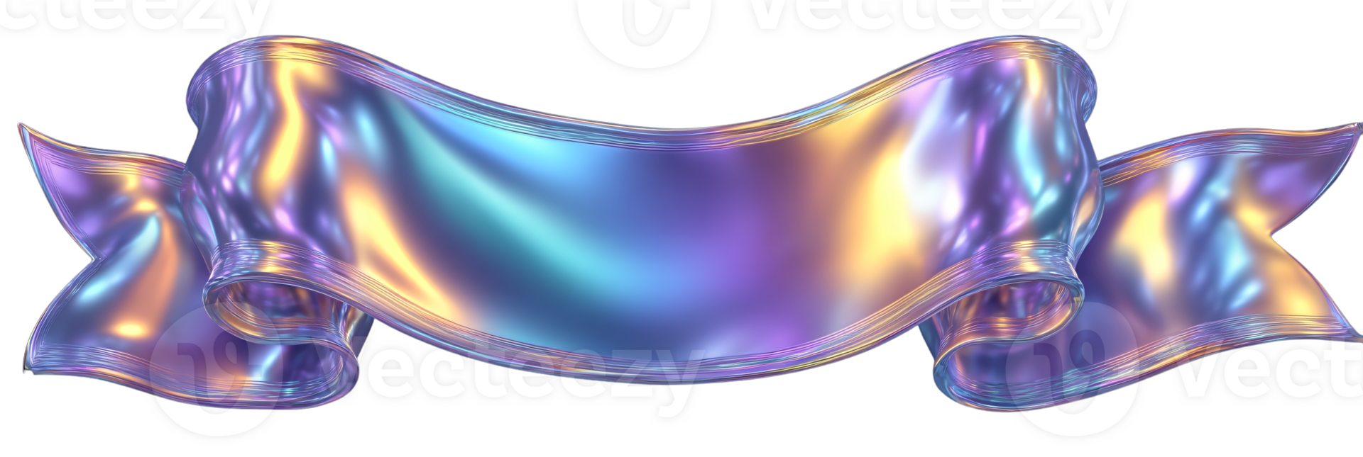 Iridescent Ribbon Banner with Shimmering Colors and Fluid Design png