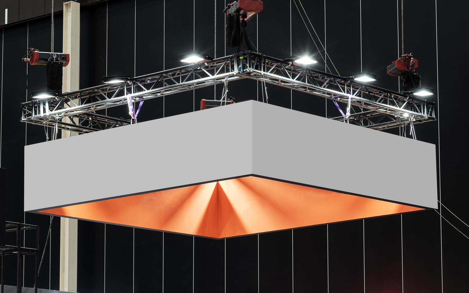 Indoor hanging gray horizontal banner billboard photo