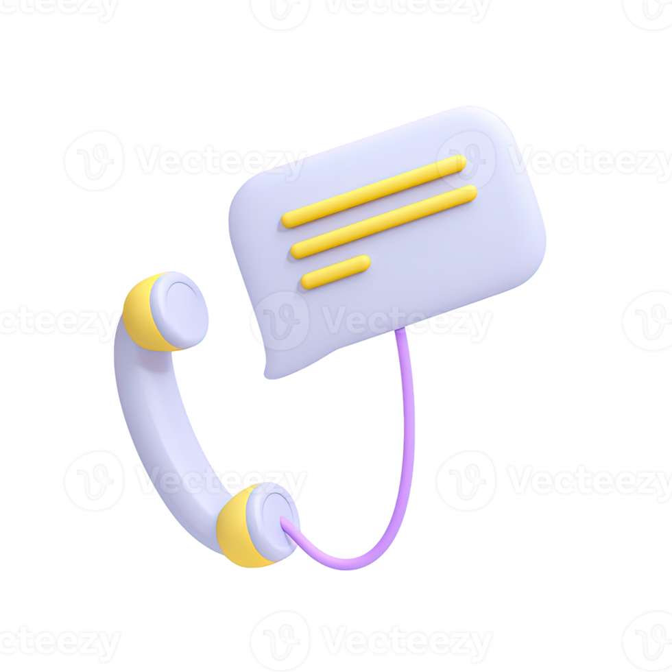 Telephone receiver with speech bubble a 3D rendered icon for phone call voice message conversation customer support or telecommunication png