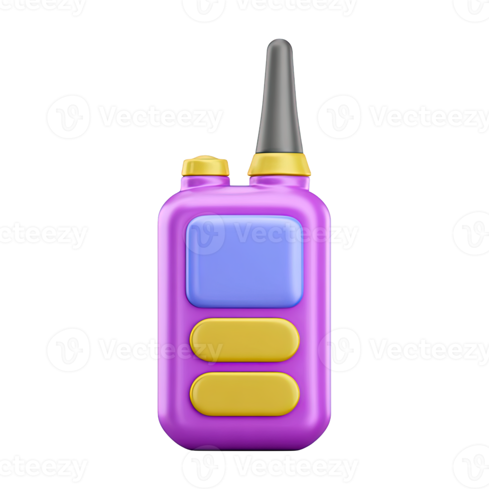 Handheld walkie talkie radio a 3D rendered icon for team communication portable transceiver device or field operation coordination png