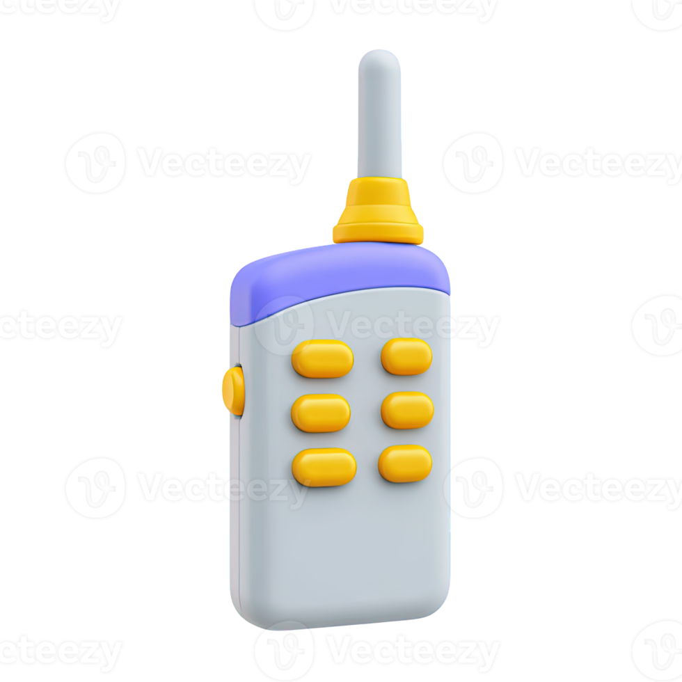 Walkie talkie two way radio device a 3D rendered icon for portable communication remote coordination or emergency broadcast equipment png