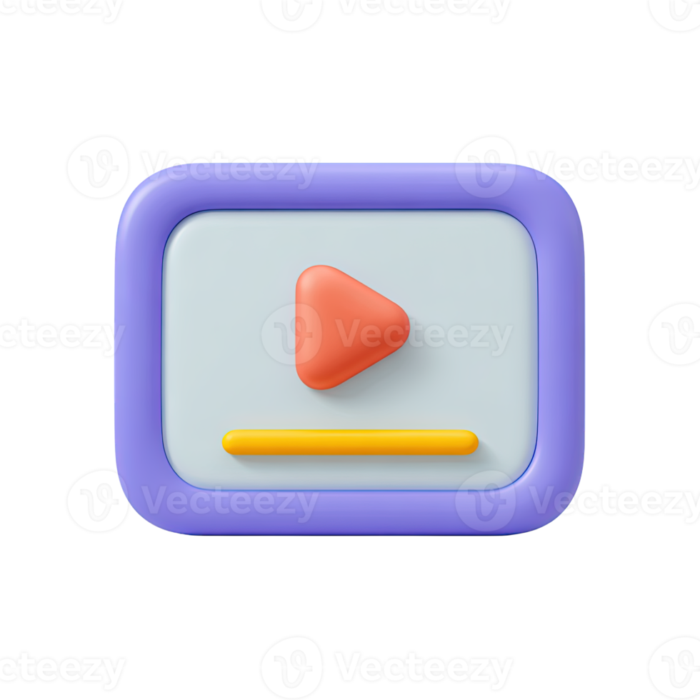 play button media player icon 3D rendered for starting multimedia content online streaming movie watching or music playback control png