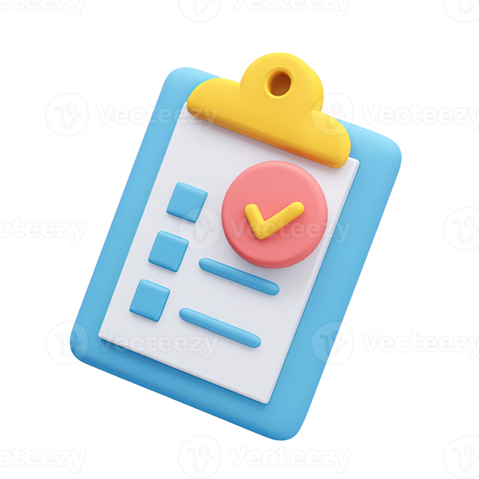 3D clipboard checkmark text lines sliders for task completion with adjustable settings or report Isolated rendered graphic for configurable survey and control png