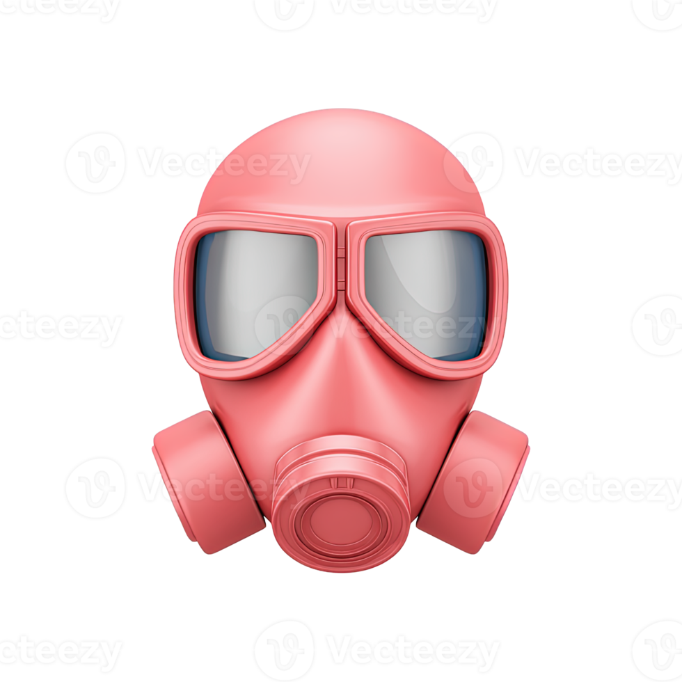 3D icon Pink and grey gas mask representing personal protective equipment air filtration or safety in hazardous conditions Stylish defense Isolated png