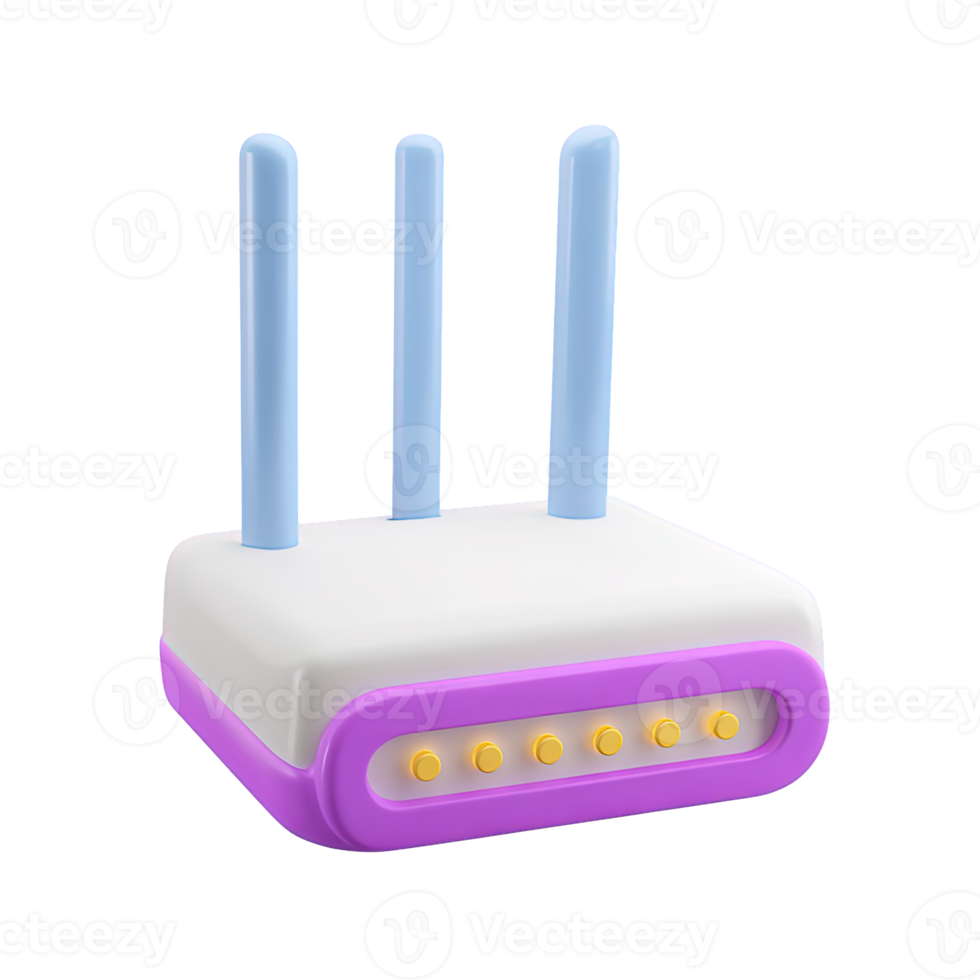 Wireless internet router with multiple antennas 3D rendered icon for high speed network connection WiFi access or broadband modem device png