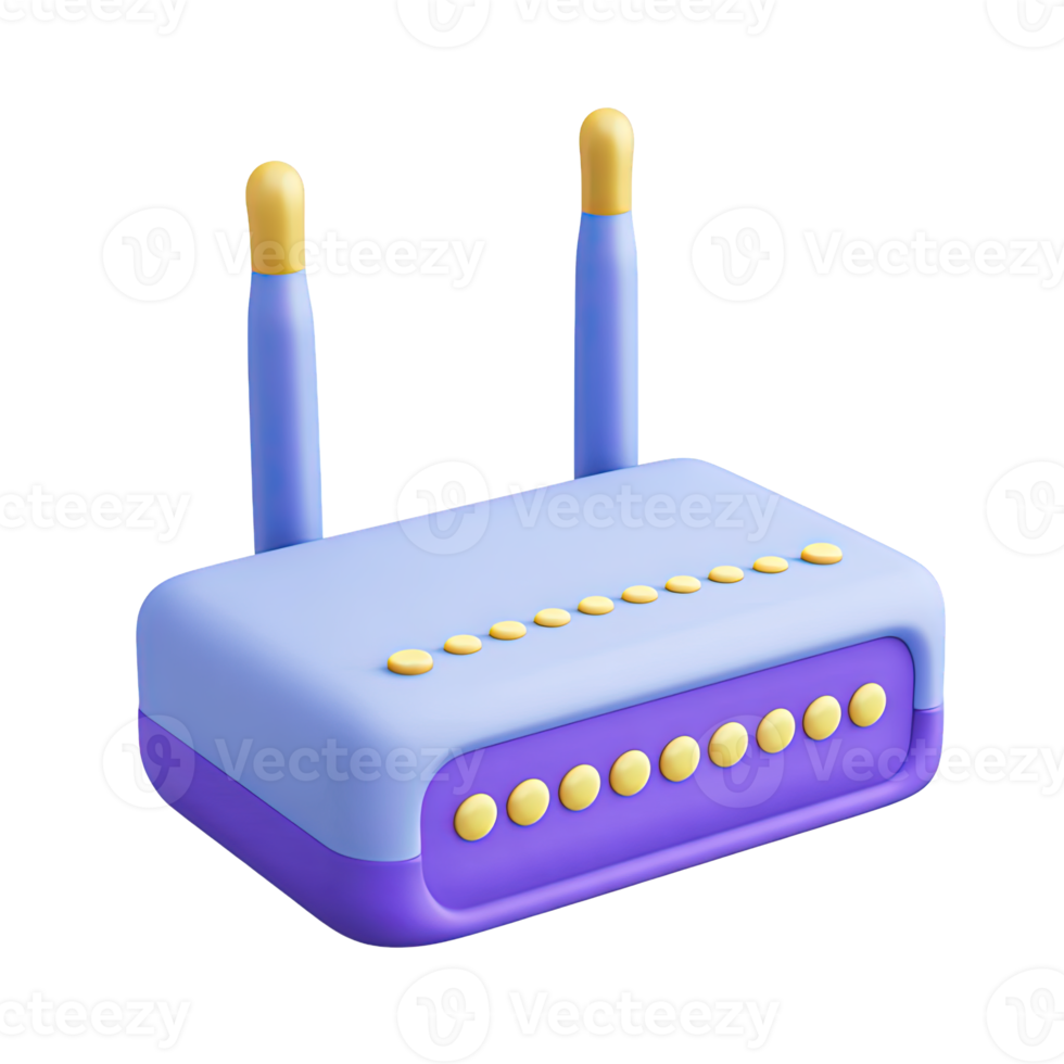 Internet WiFi router with status lights 3D rendered icon for network connectivity wireless hotspot broadband access or modem equipment png