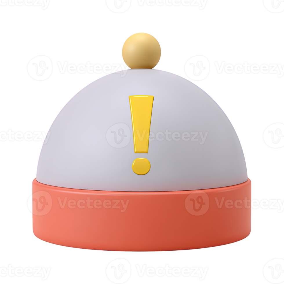 Alarm bell with exclamation mark 3D rendered icon for urgent alert notification warning signal or emergency system indication concept png