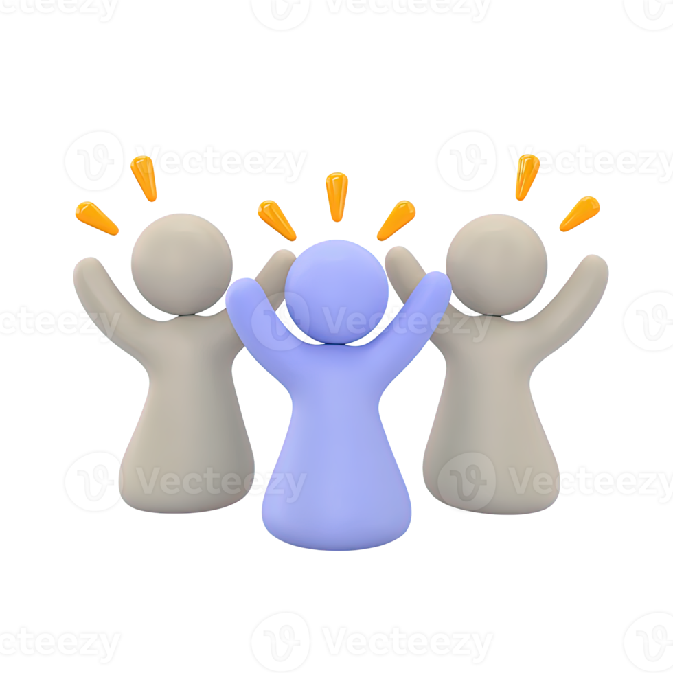 Three figures brainstorming with idea lightbulbs a 3D rendered icon for collaborative innovation team creativity shared insights or group problem solving png