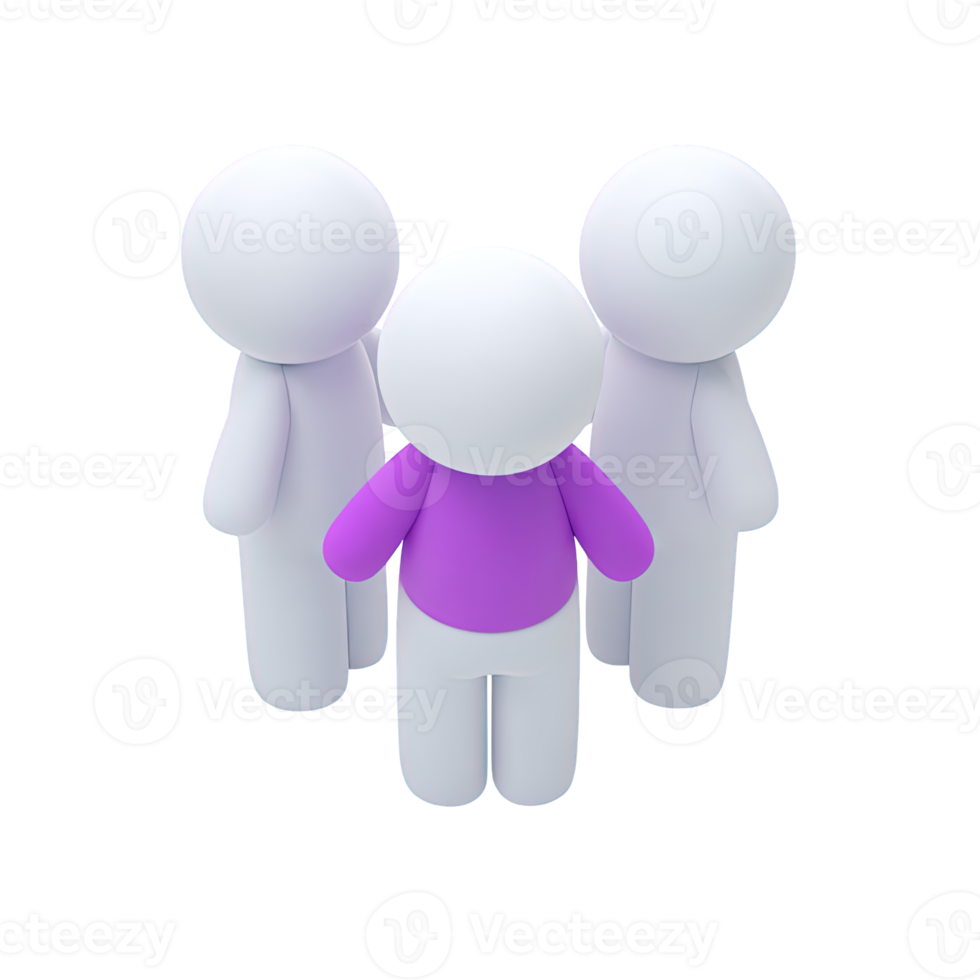 Figure leading two others 3D rendered icon for presentation team leader speaker instructor or small group guidance and management concept png