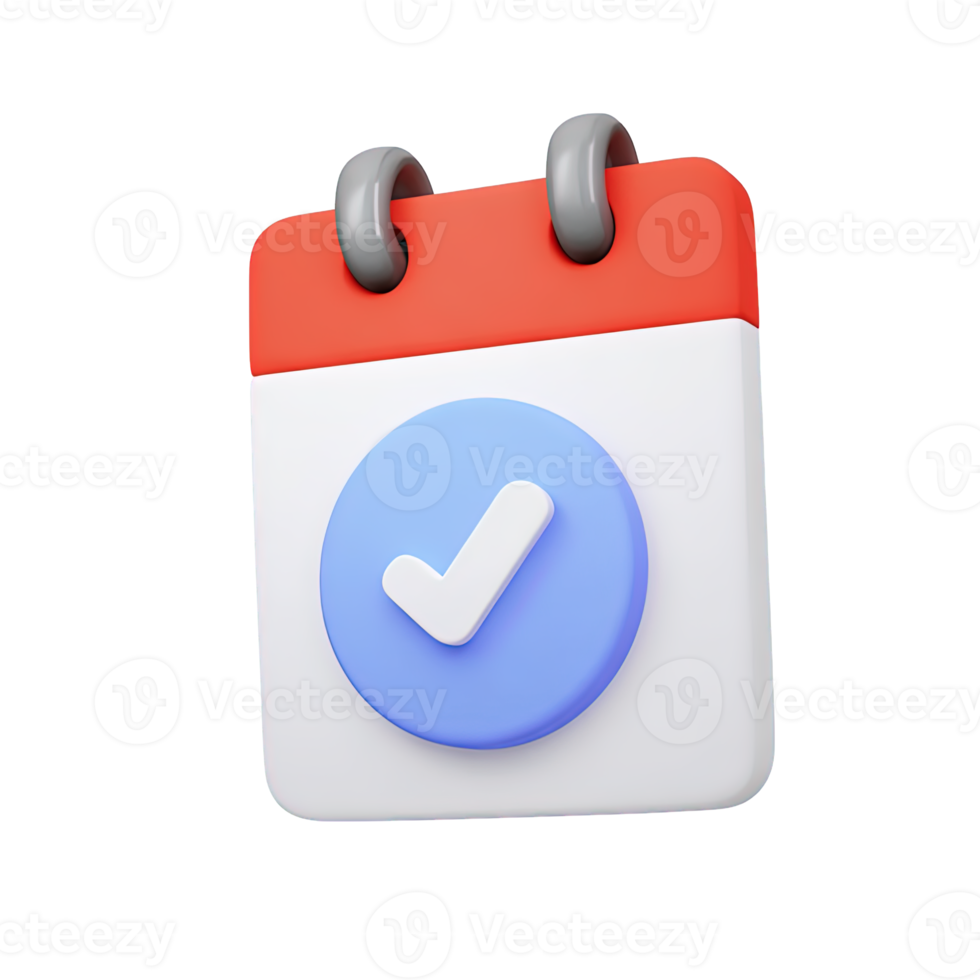 Calendar icon with checkmark symbolizing completed task confirmed appointment or successful event scheduling a 3D rendered graphic for organization png