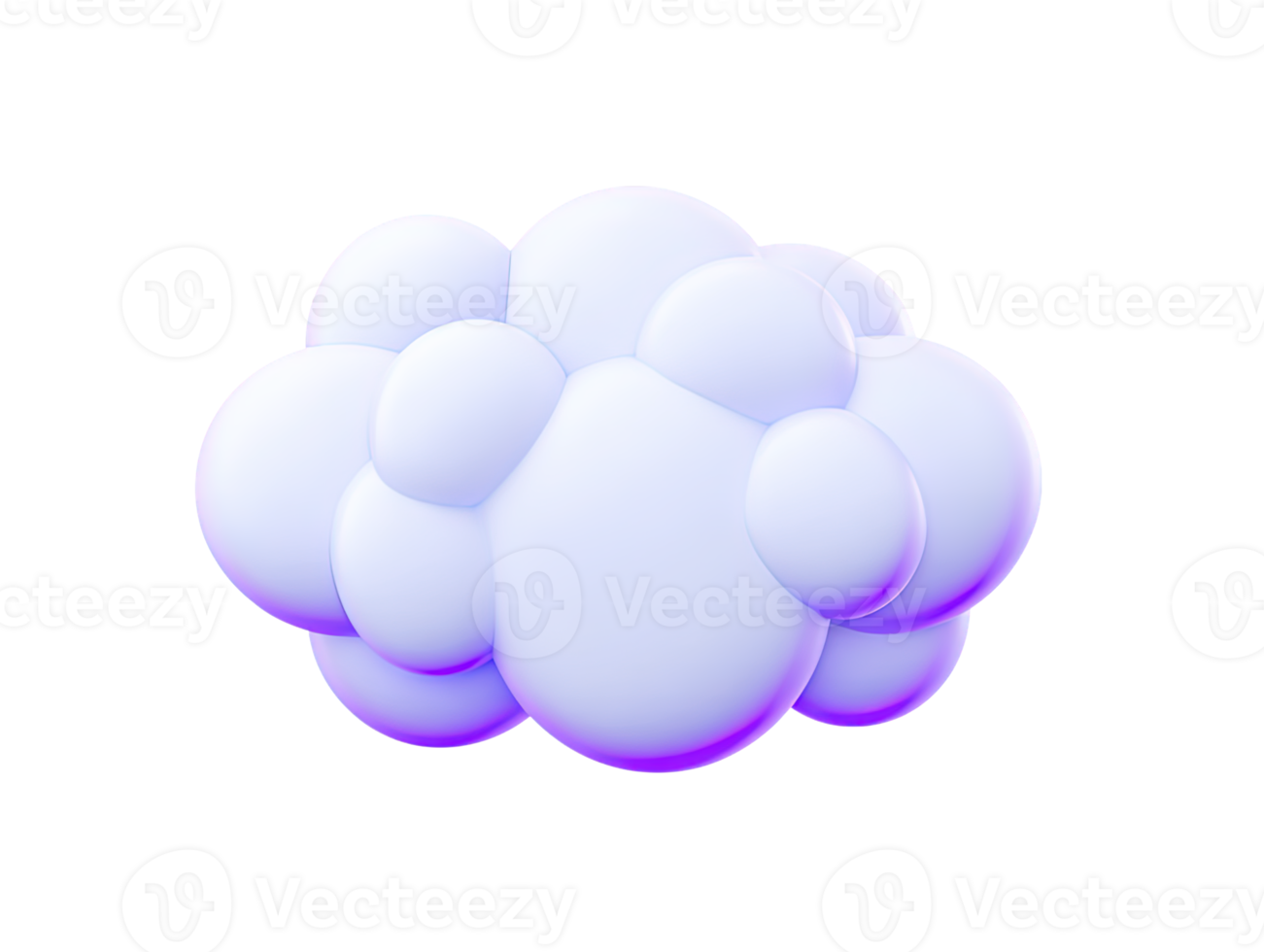 A unique 3D rendered cloud icon white with a purple shaded bottom creating a distinct look for cloud services weather visuals or creative projects requiring a stylized cloud element now png